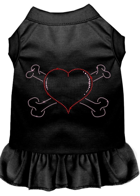 Rhinestone Heart and crossbones Dress Black XS